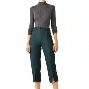Carven forest green front slit pants trousers capri crop size 40